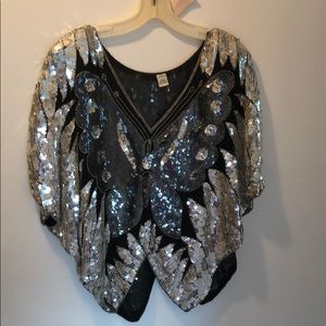 Silk and sequins vest